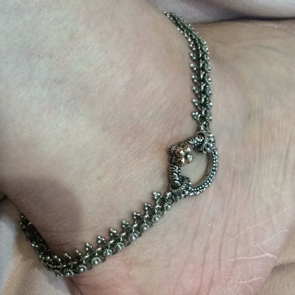 Barbara Bixby silver and 18k rose gold 11” anklet